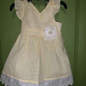 EUC Bonnie Baby 18-24M Yellow & White Girls Dress